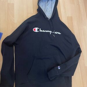 Champion Black Hoodie with Logo